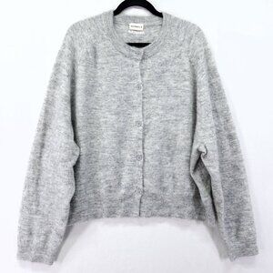 ADANOLA Button Front Mohair Wool Cardigan Women 3XL Embroidered Logo